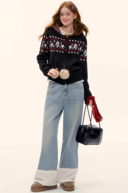 Wool Blend Fair Isle Jacket Set-Up