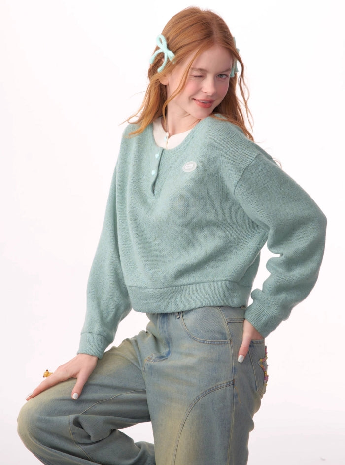 American retro thick and slim sweater