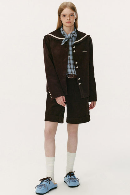 Preppy Casual Corduroy Shorts