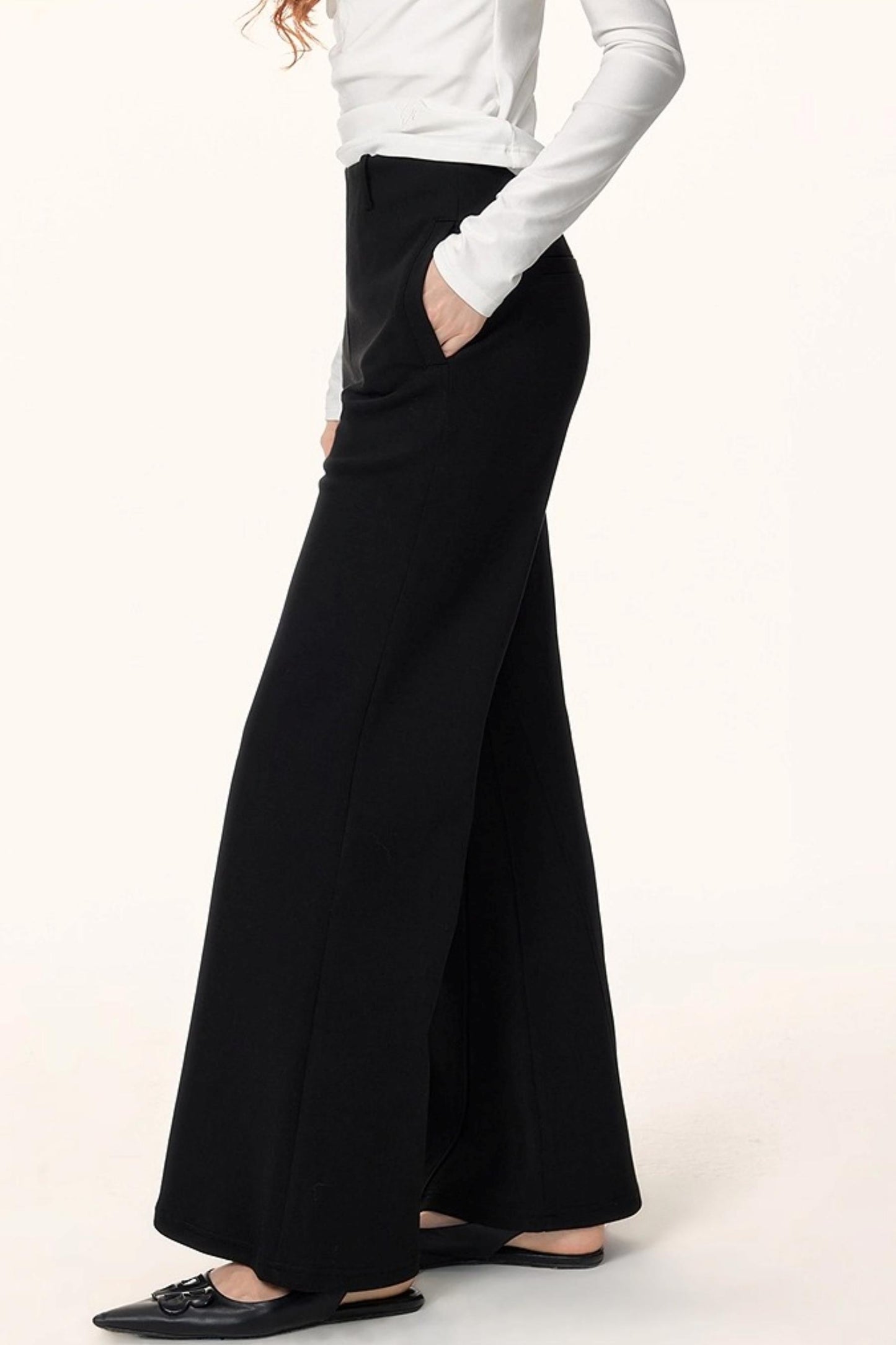 Black Knit Flared Pants