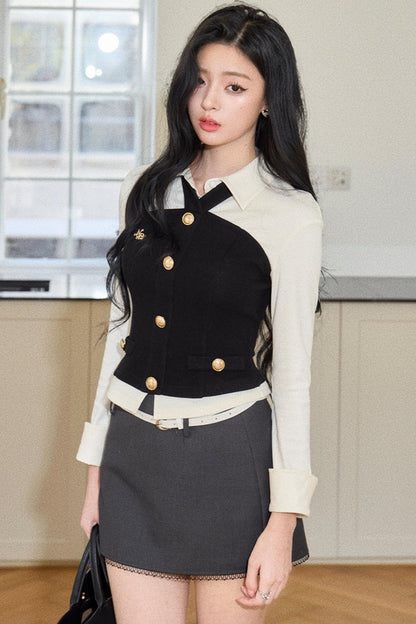 Elegant Color-Blocking Top