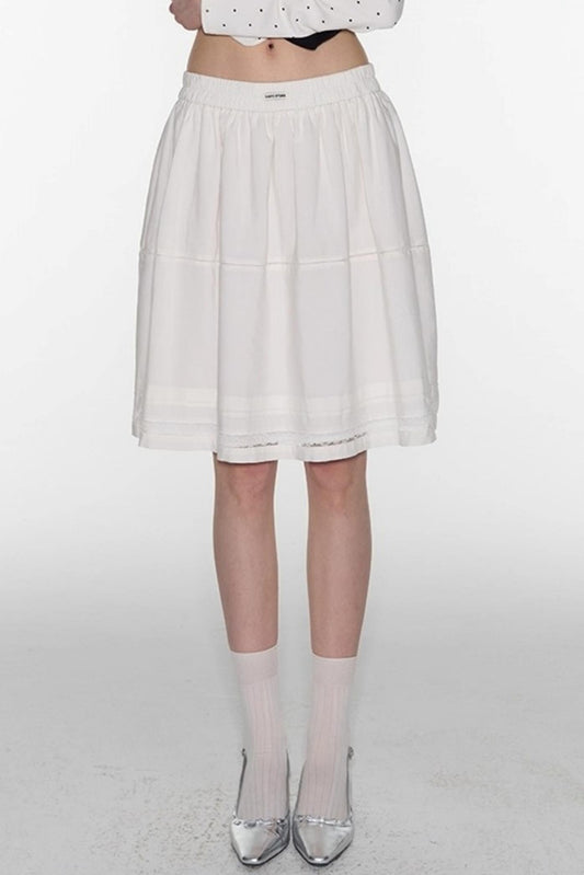 White Lace Panelled Umbrella Skirt