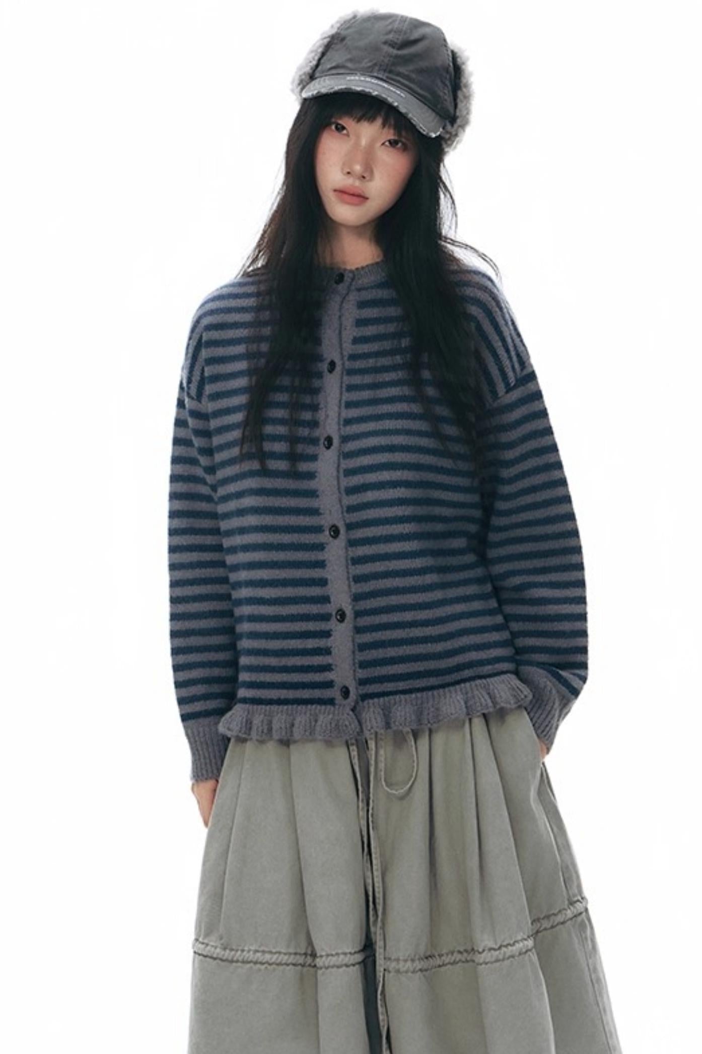 Vintage Striped Sweater Cardigan