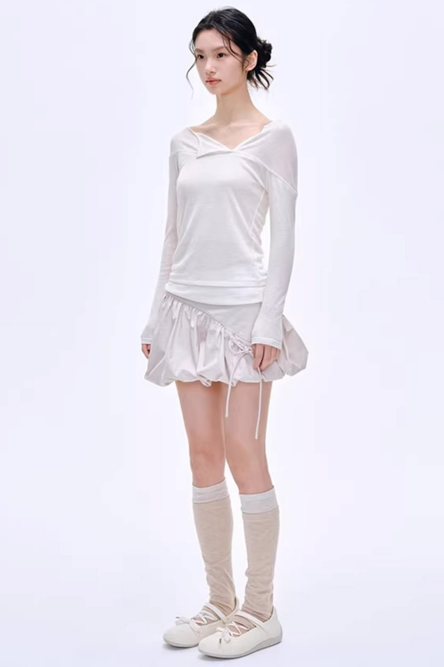Blusa asimmetrica in misto lana