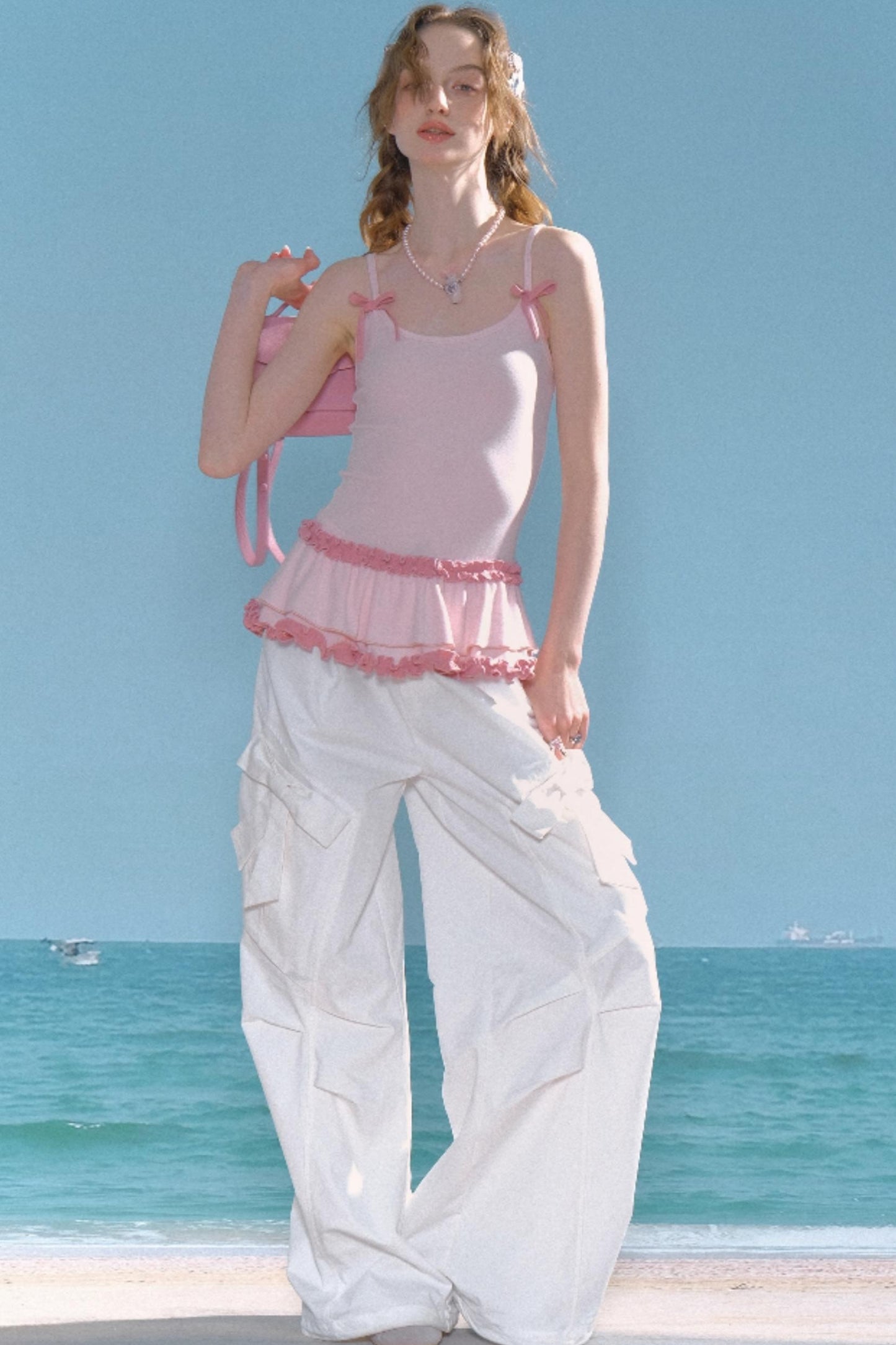 Retro White High-Waist Wide-Leg Pants