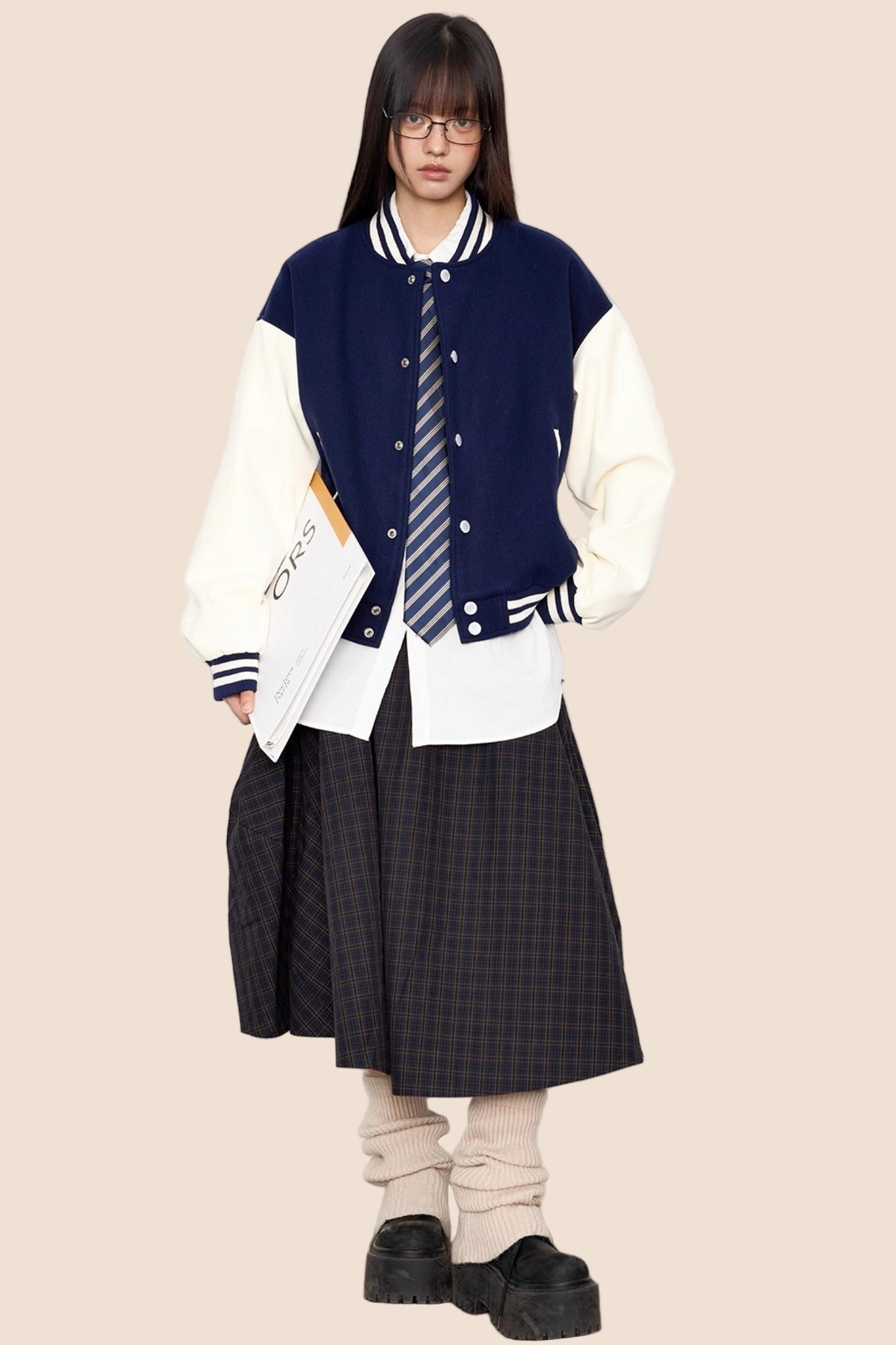 Patchwork Contrast Baseball Jersey Jacket