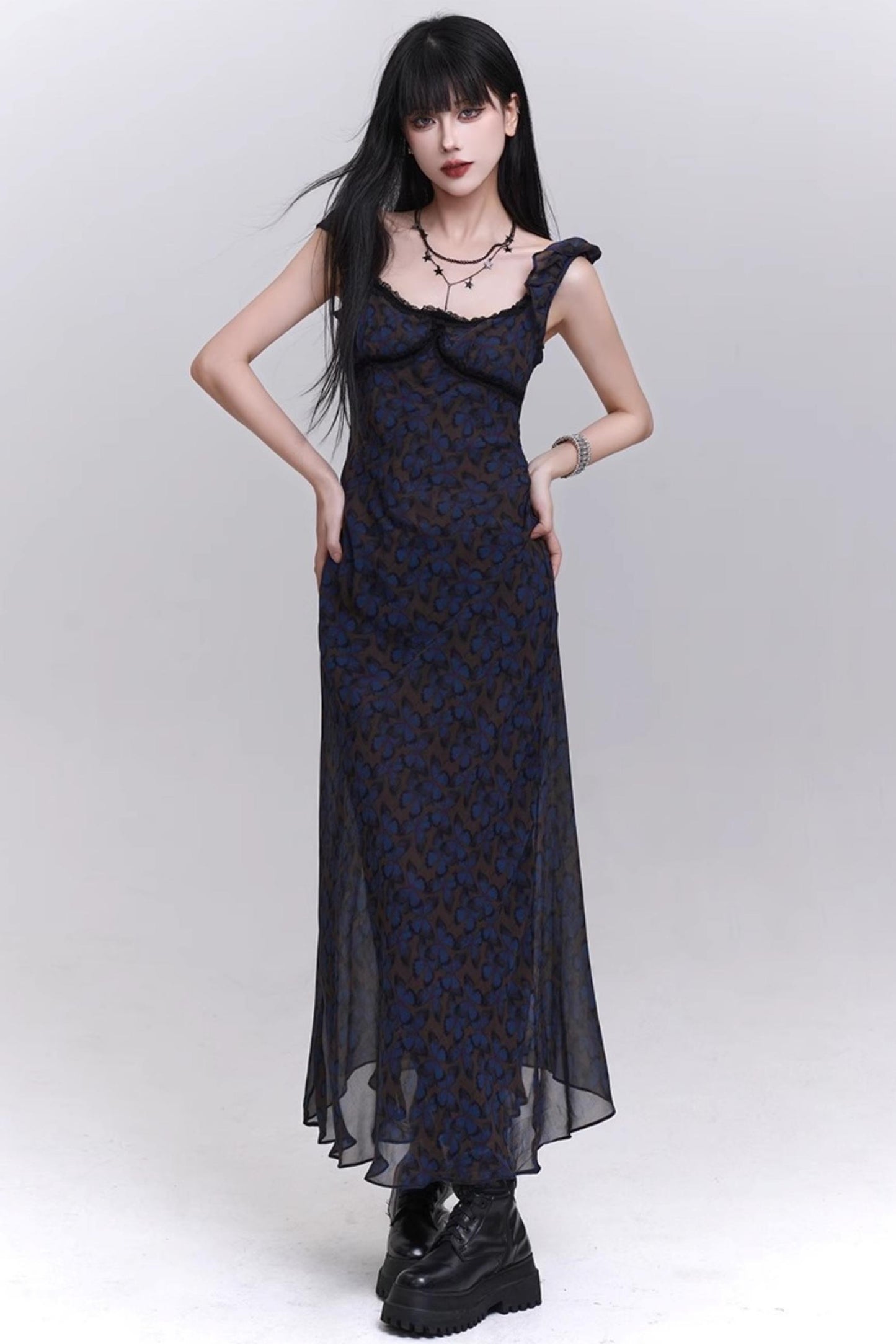 Butterfly Floral Halter Dress