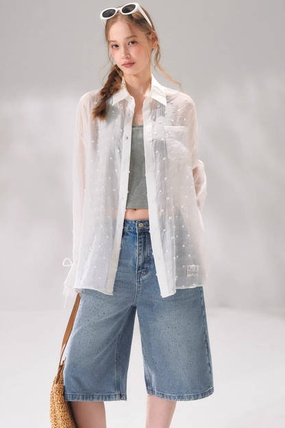 Camisa de encaje con lunares