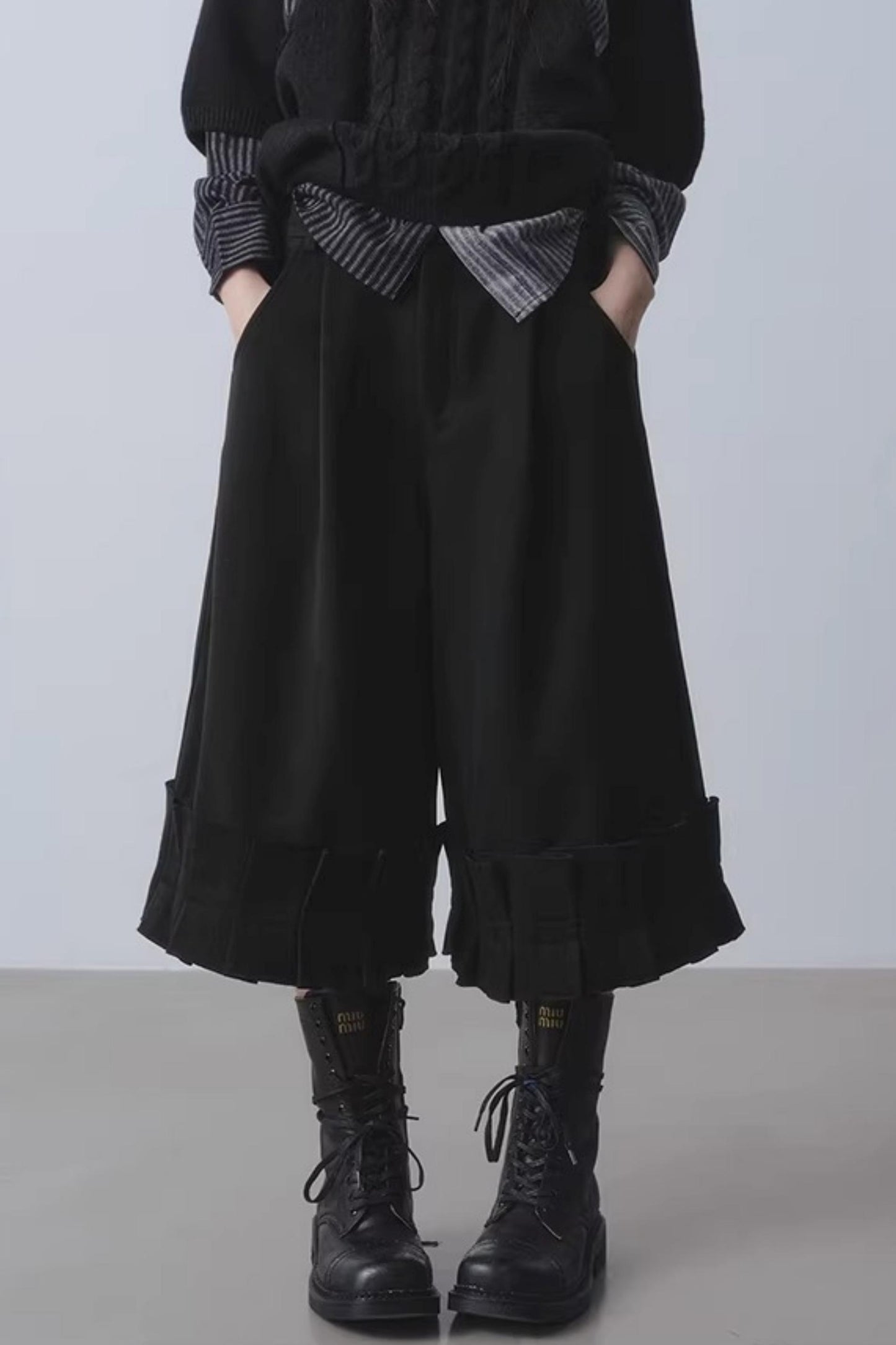 Black High-Waisted Wide-Leg Pants