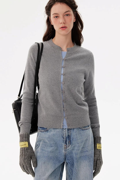 Fashionable Crew Neck Cardigan Sweater