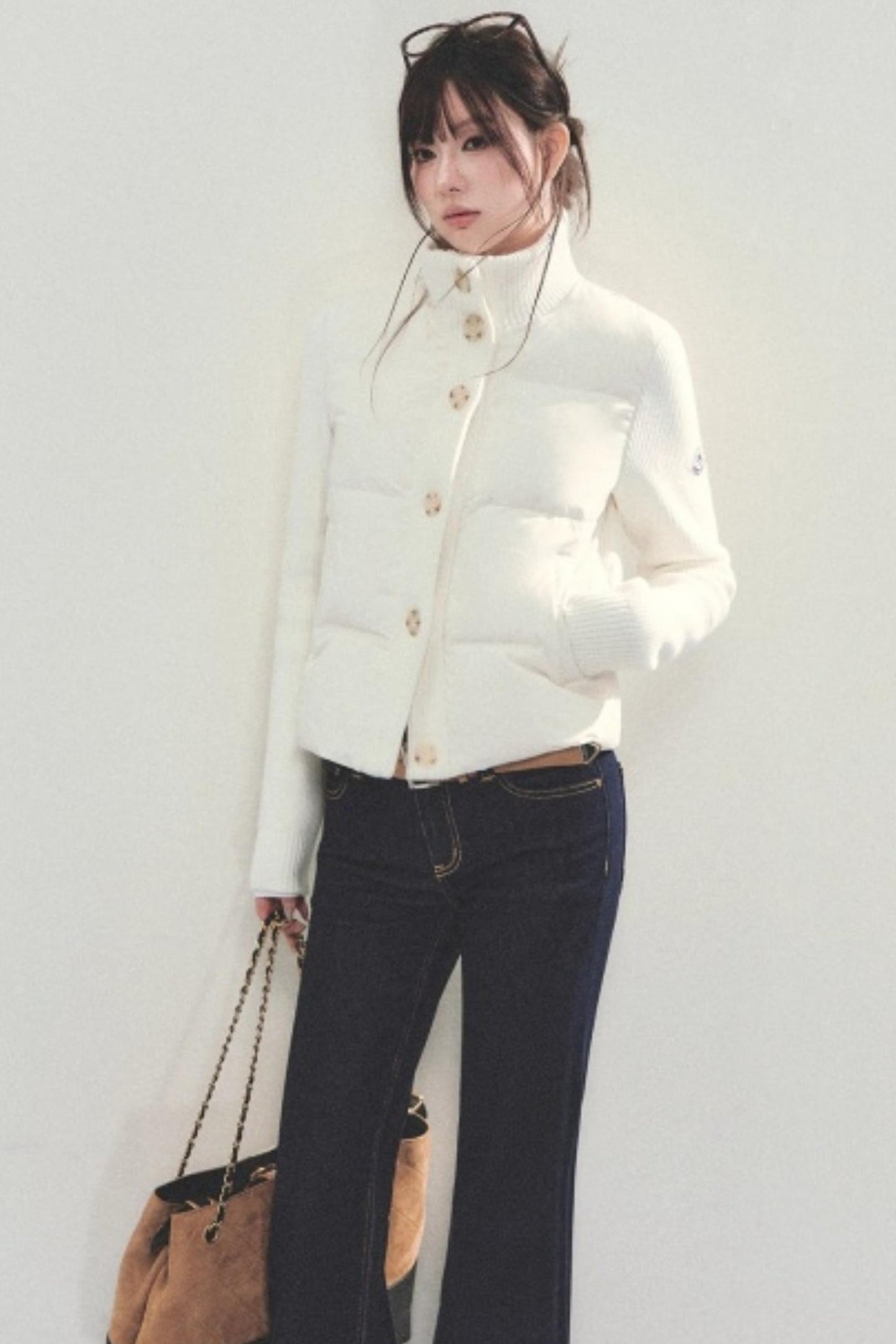 Knitted Patchwork Down Jacket