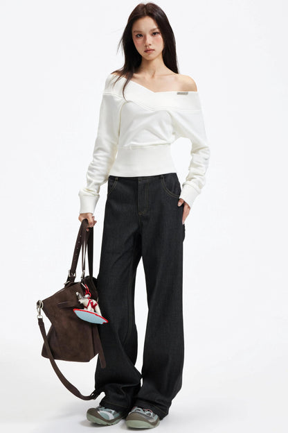 American Retro Off-Shoulder Sweater