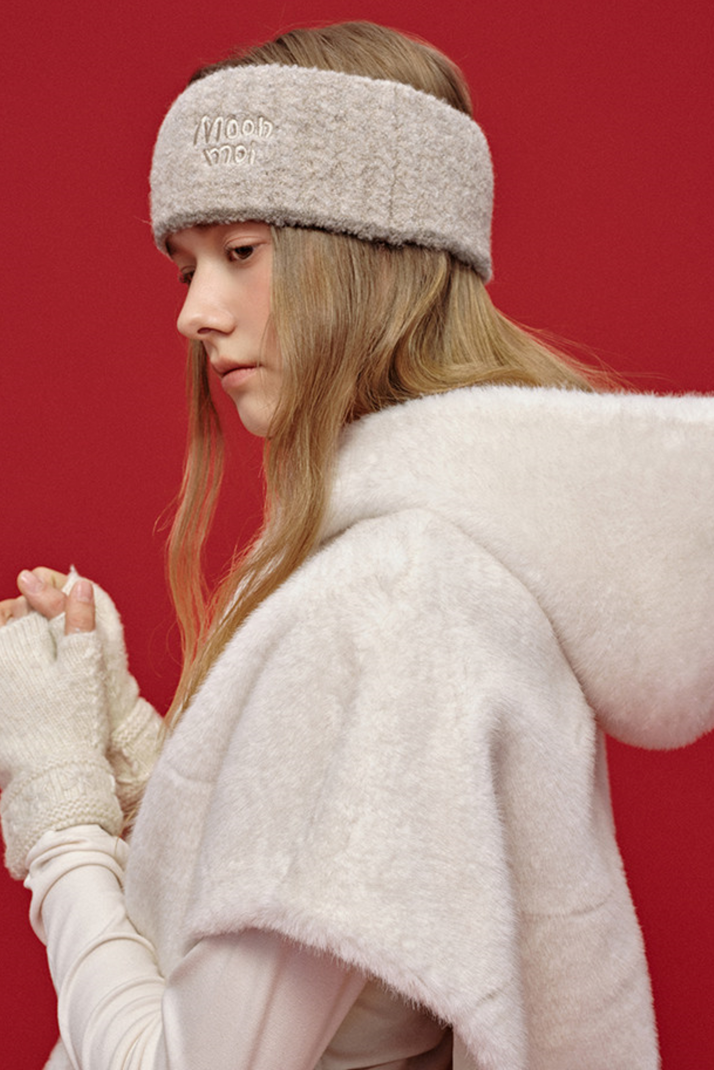 Jacquard-Haarband aus Wolle mit breiter Krempe