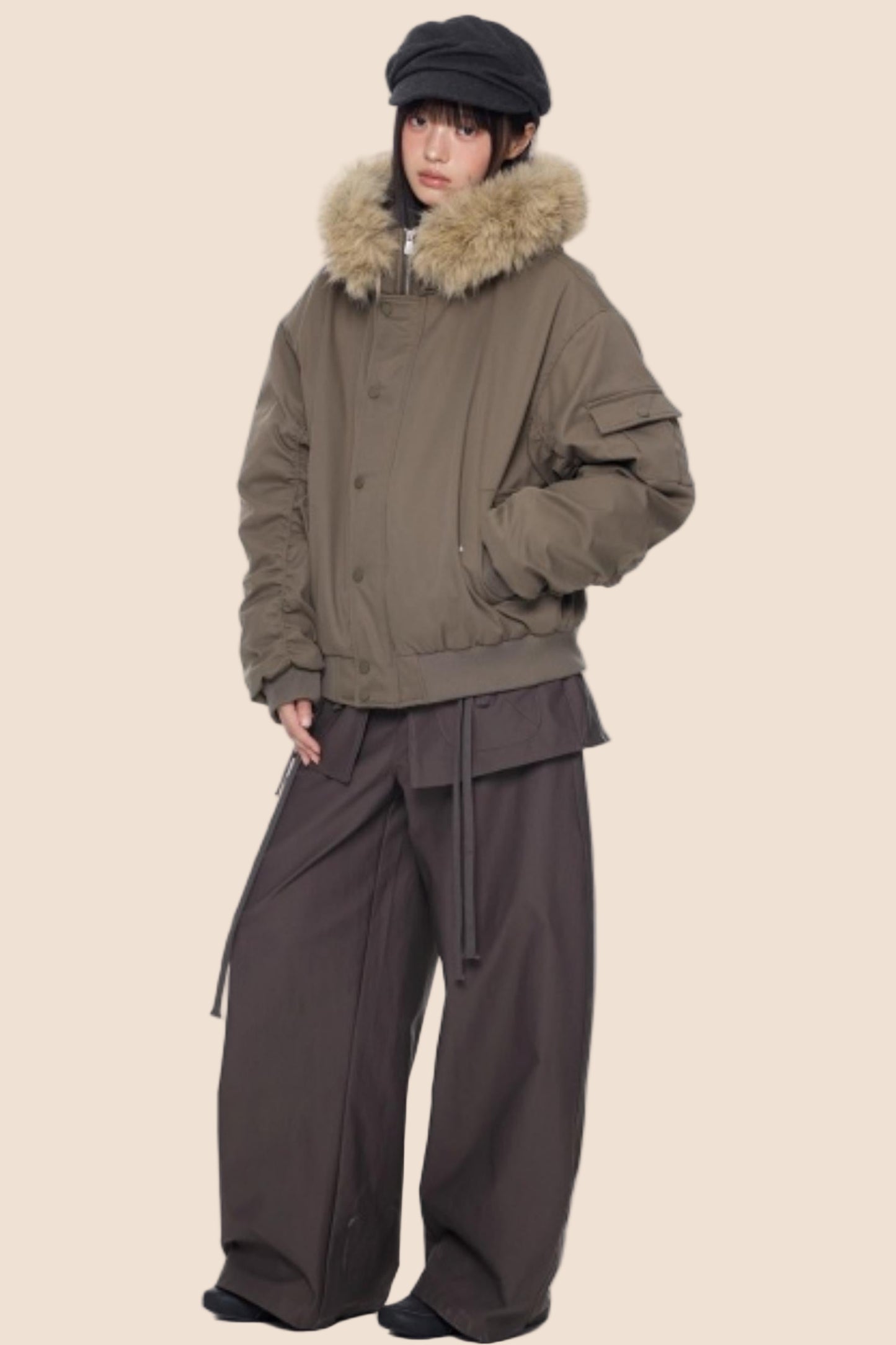 Fur Collar Hooded Cotton Jacket