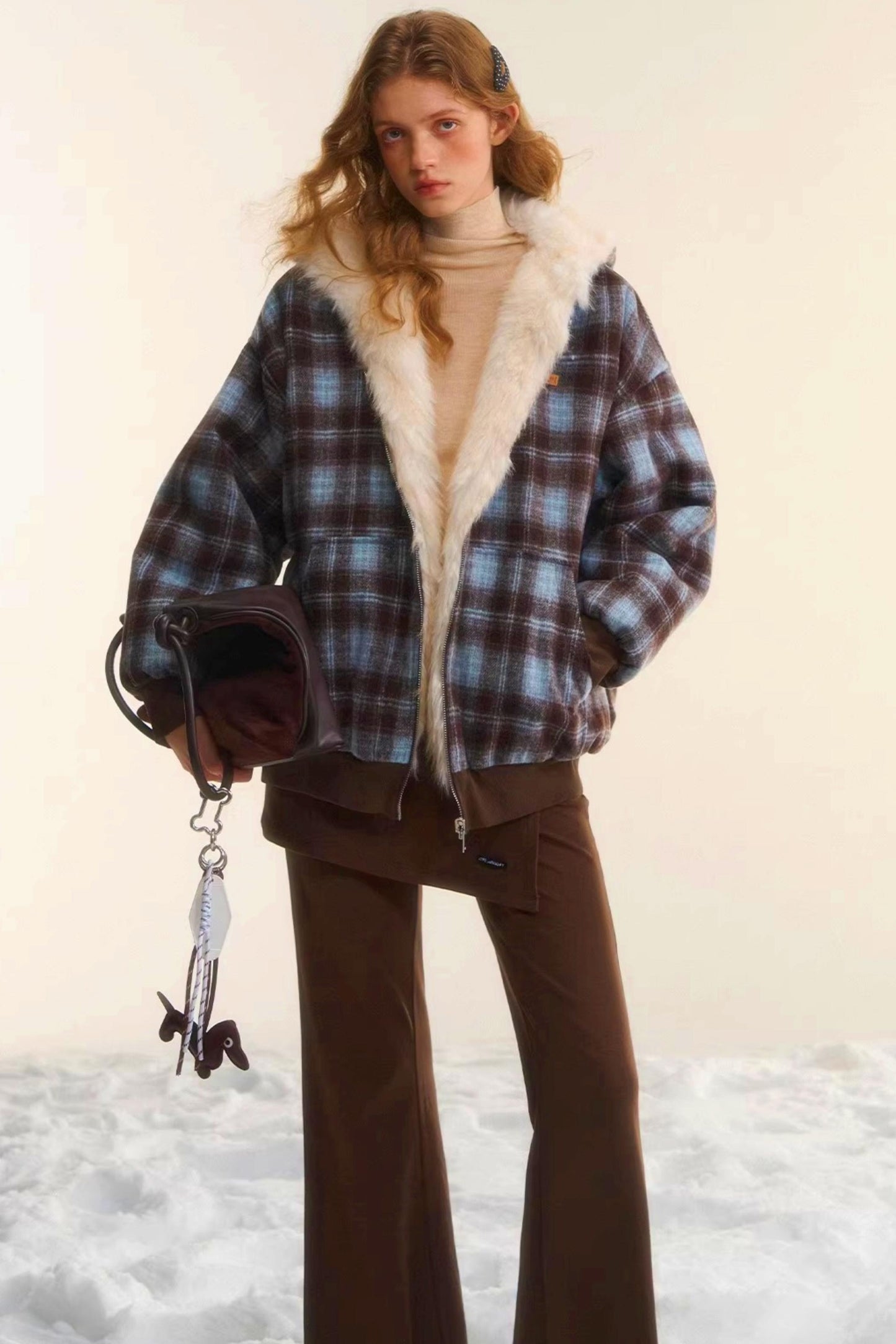 First Snow Plaid Reversible Coat