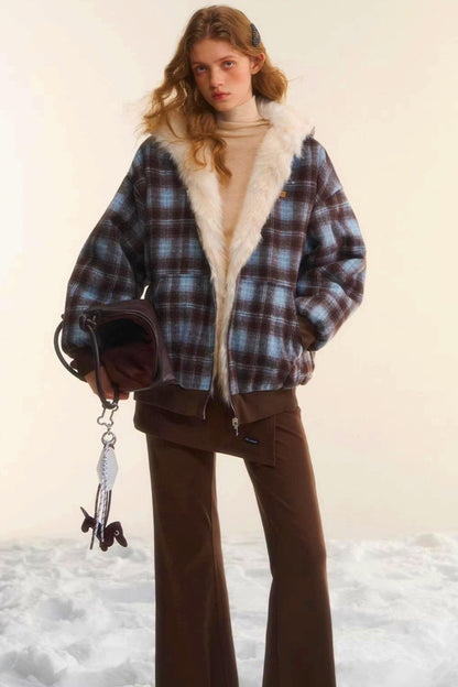 First Snow Plaid Reversible Coat