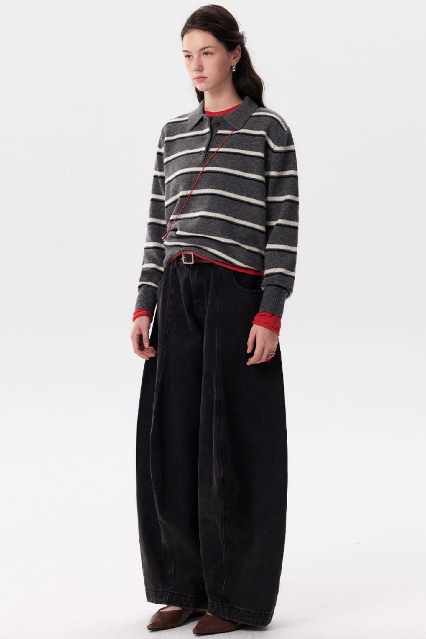 Fashionable Striped Wool Knitted Sweater