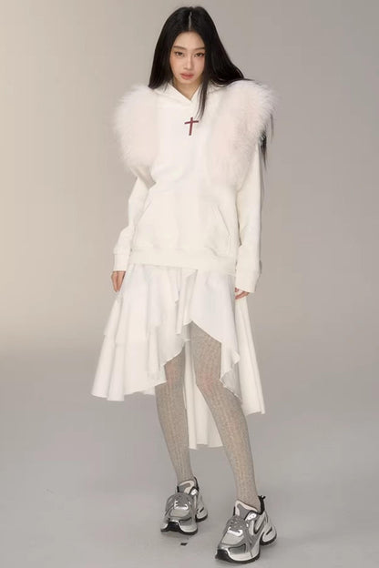 Hooded Rhinestone Fleece Top