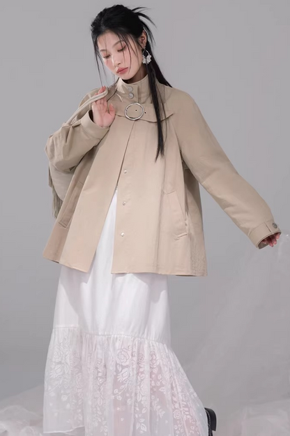 Milk Tea Cape Trench Coat