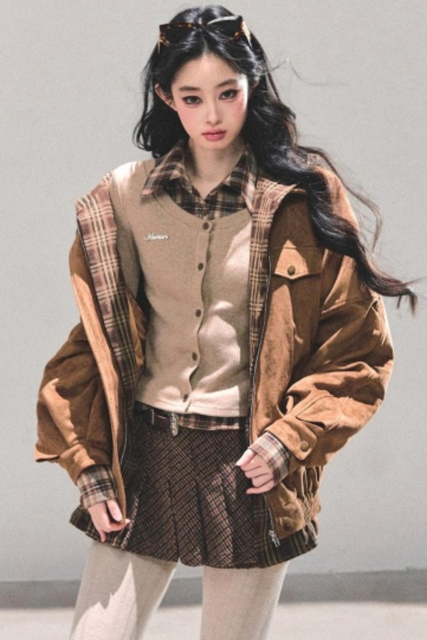 Hepburn Plaid Hooded Coat