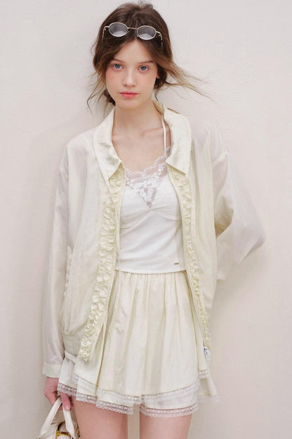 Tencel Drawstring Jacket Skirt Set-Up