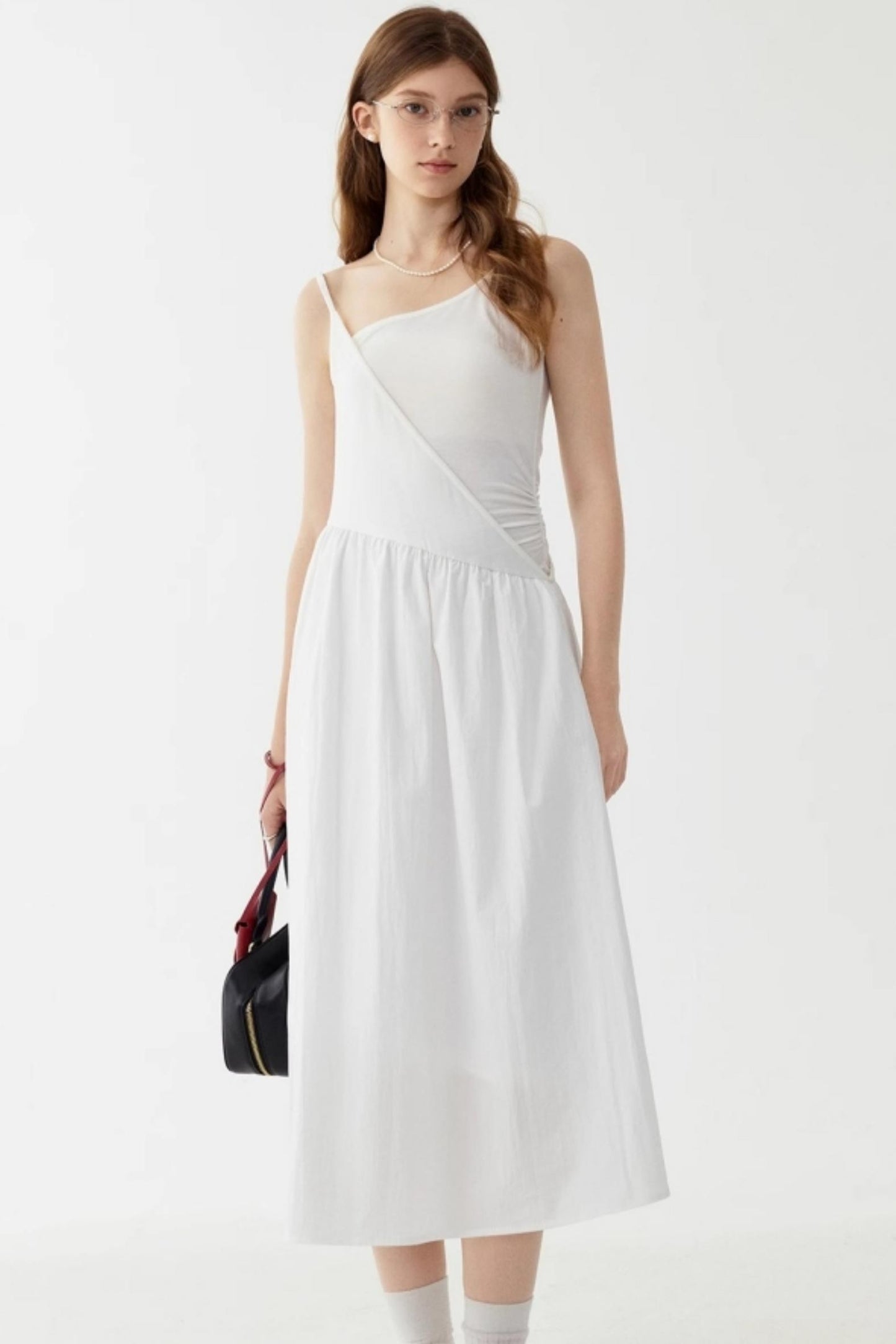 White Halter Midi Dress