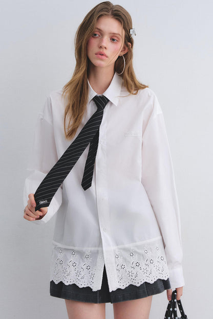 Cut-Out Embroidered Polo Shirt