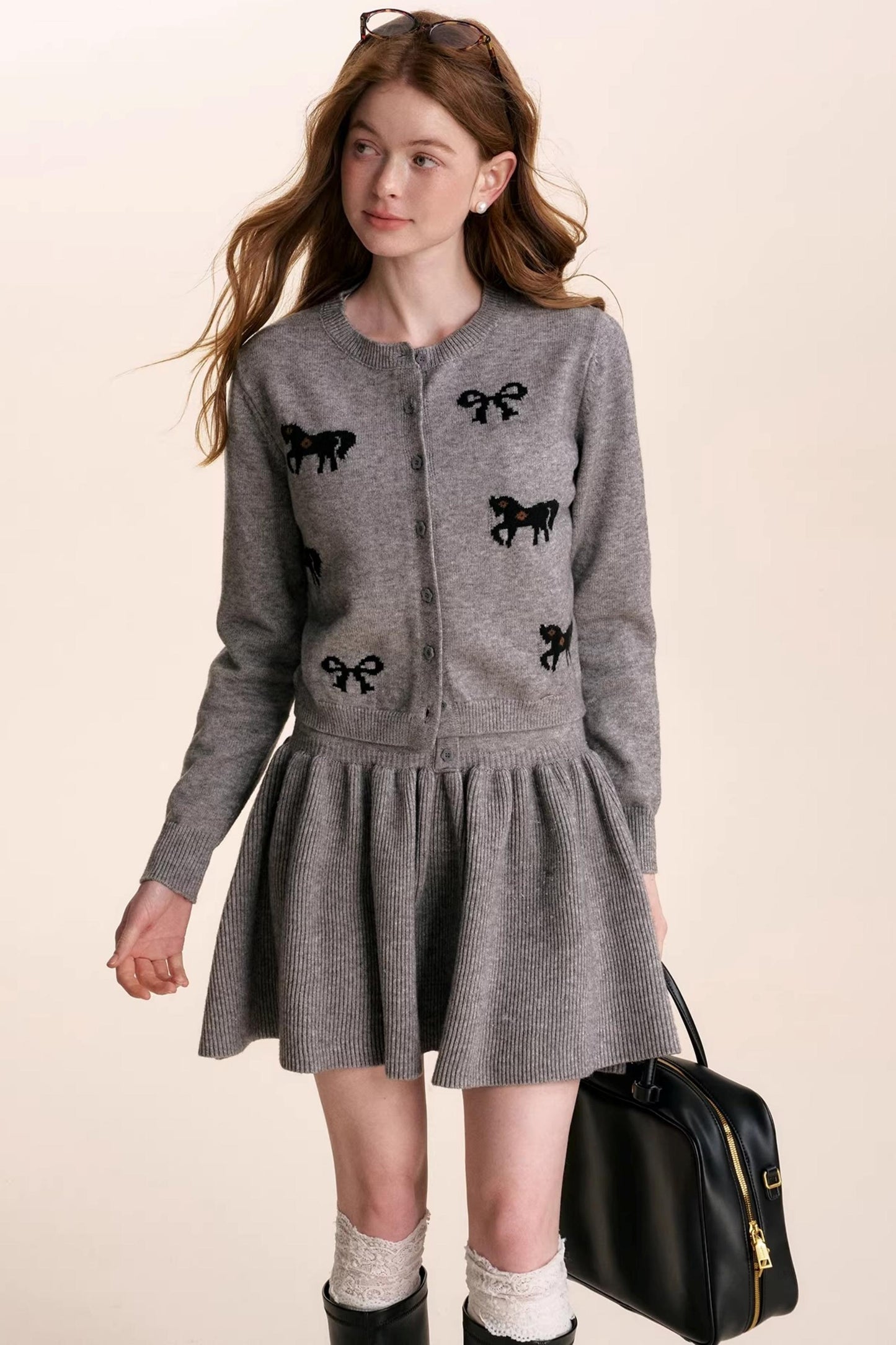 Floral Wool Bow Cardigan