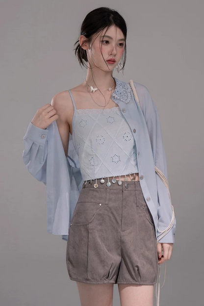Set Gilet con Ricamo Pesante