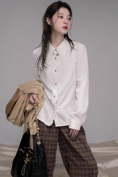 Vintage Check Wide-leg Pants