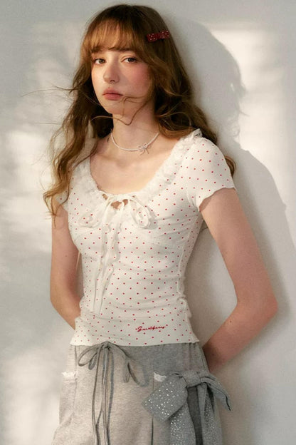 Lace Bow Wide Leg Pants