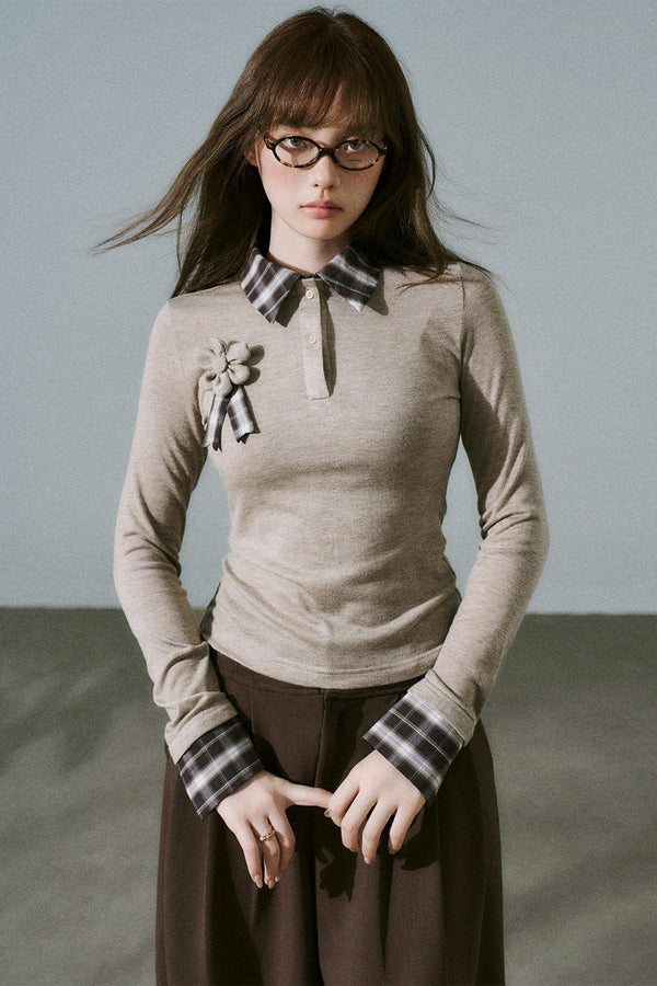 Quiet Plaid Long-sleeved Shirt