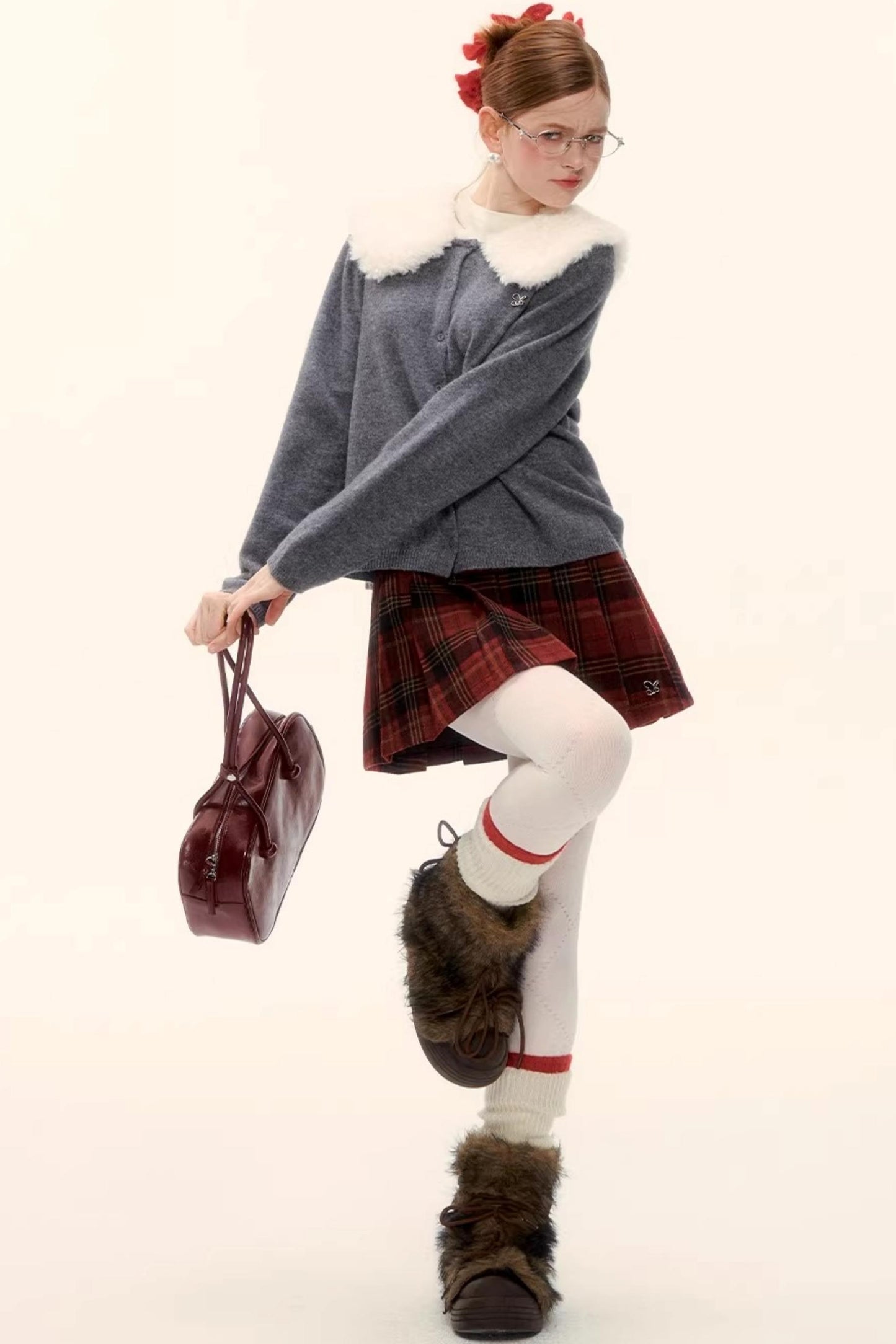 Retro Plaid Wool Skirt