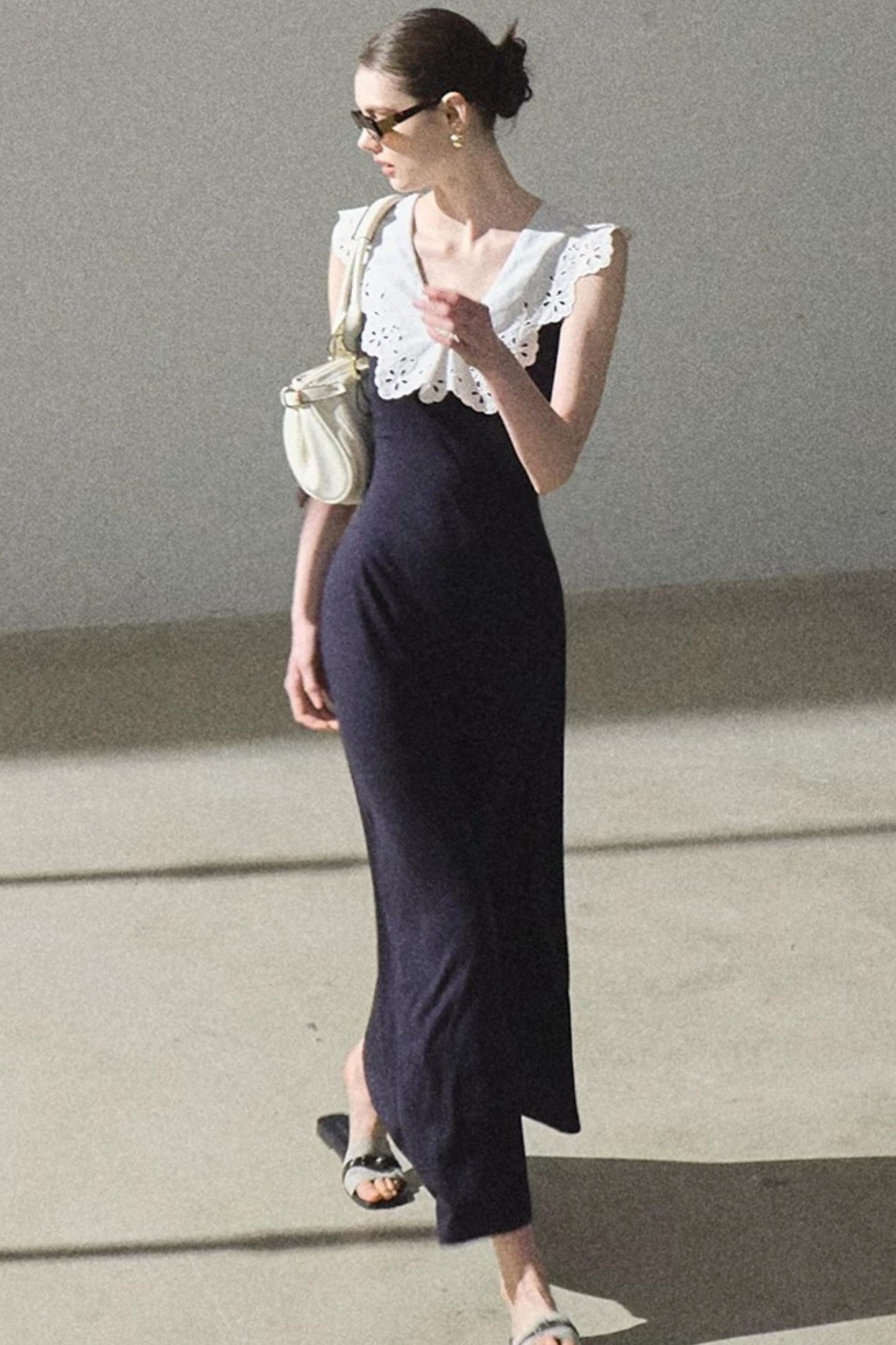 Cotton Sleeveless Backless Waist-cinching Dress