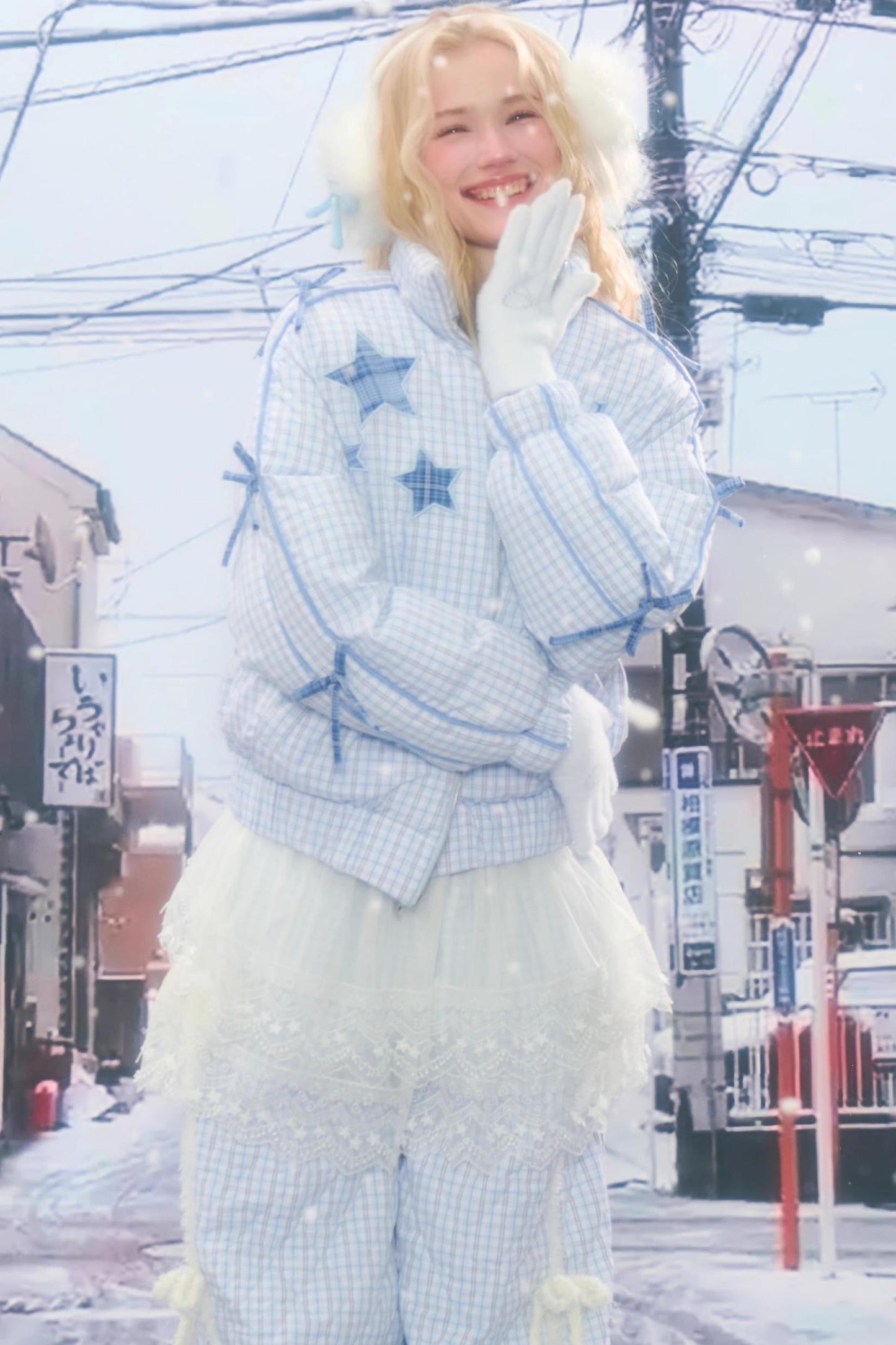 Blue Plaid Padded Jacket