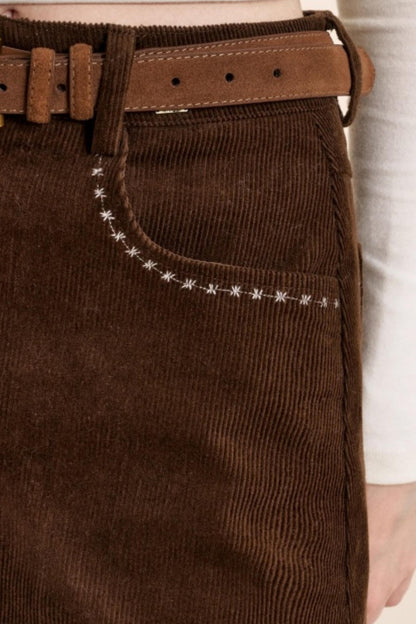 Safari Corduroy A-Line Skirt