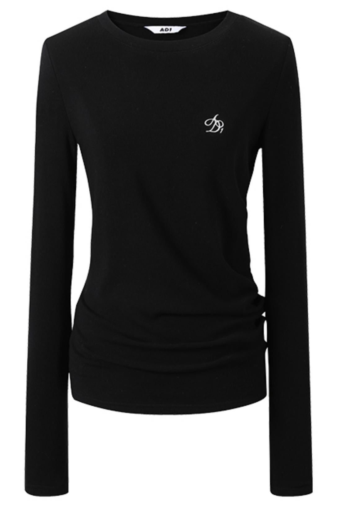 Round Neck Pleated Long Sleeve Top