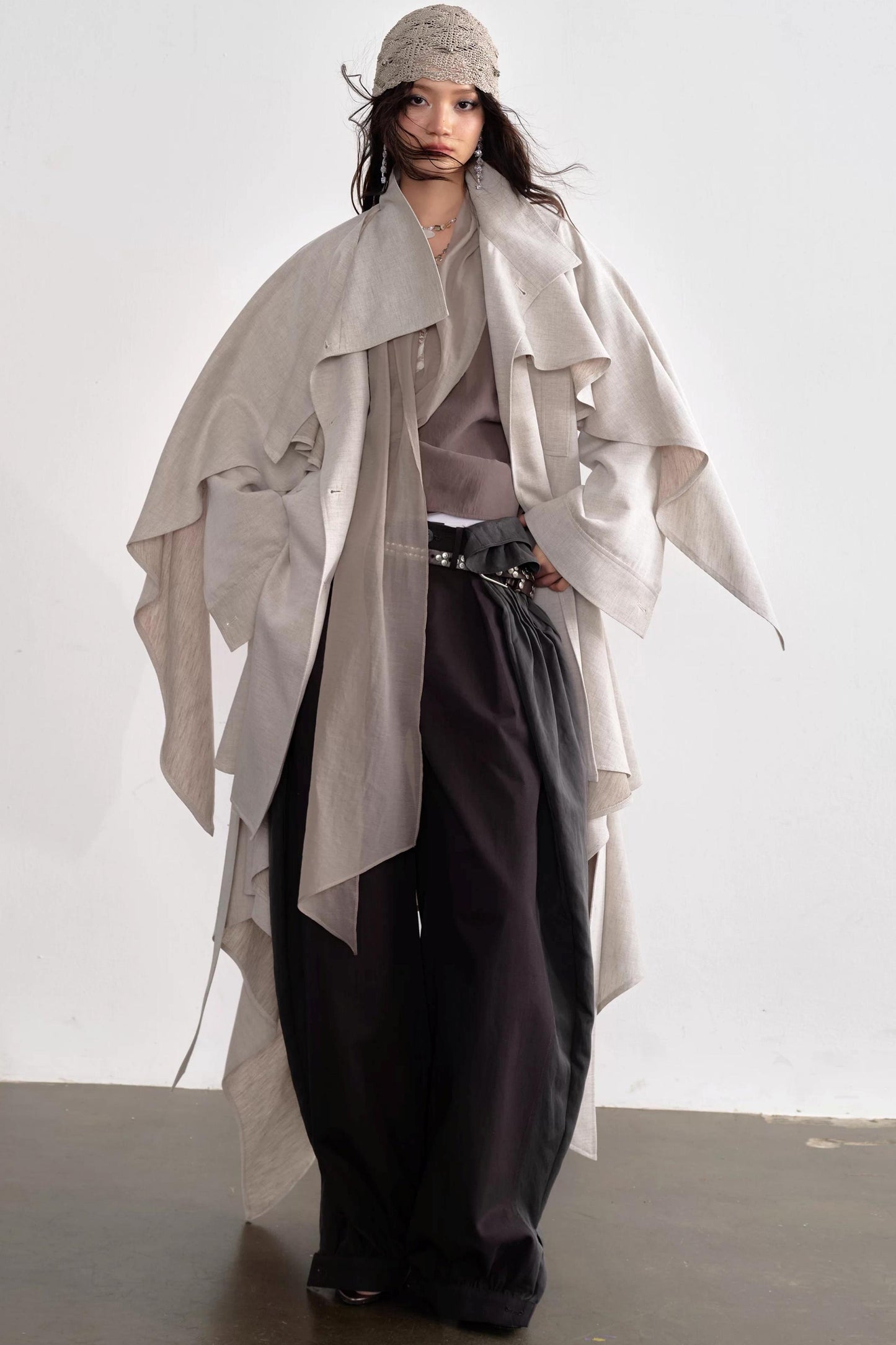 Gypsum White Linen Trench Coat