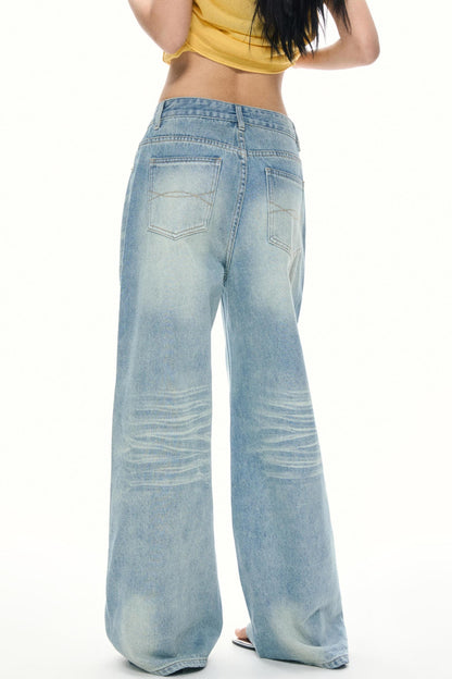Summer Sky Blue Wide-Leg Jeans