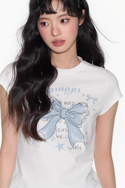 Butterfly Print Short Sleeve Top