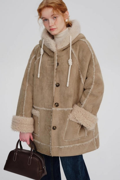 Hooded Suede Wool Jacket