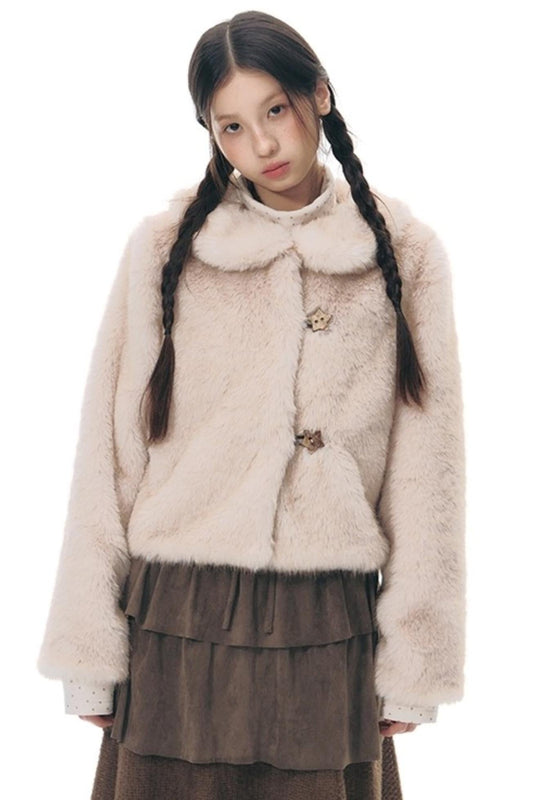 Faux Fur Doll Collar Jacket