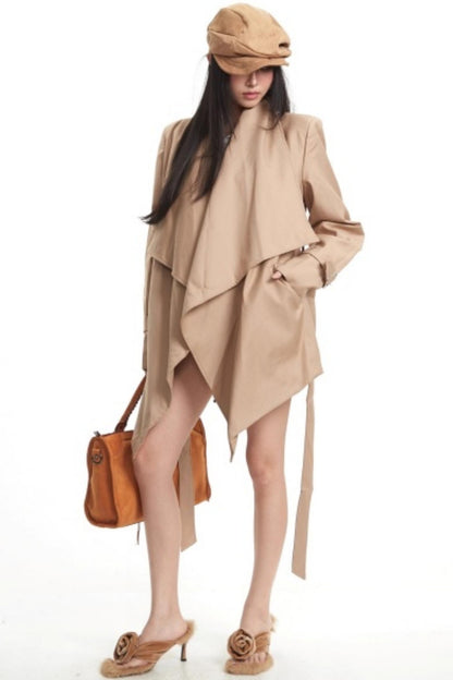 Retro Asymmetrical Khaki Jacket