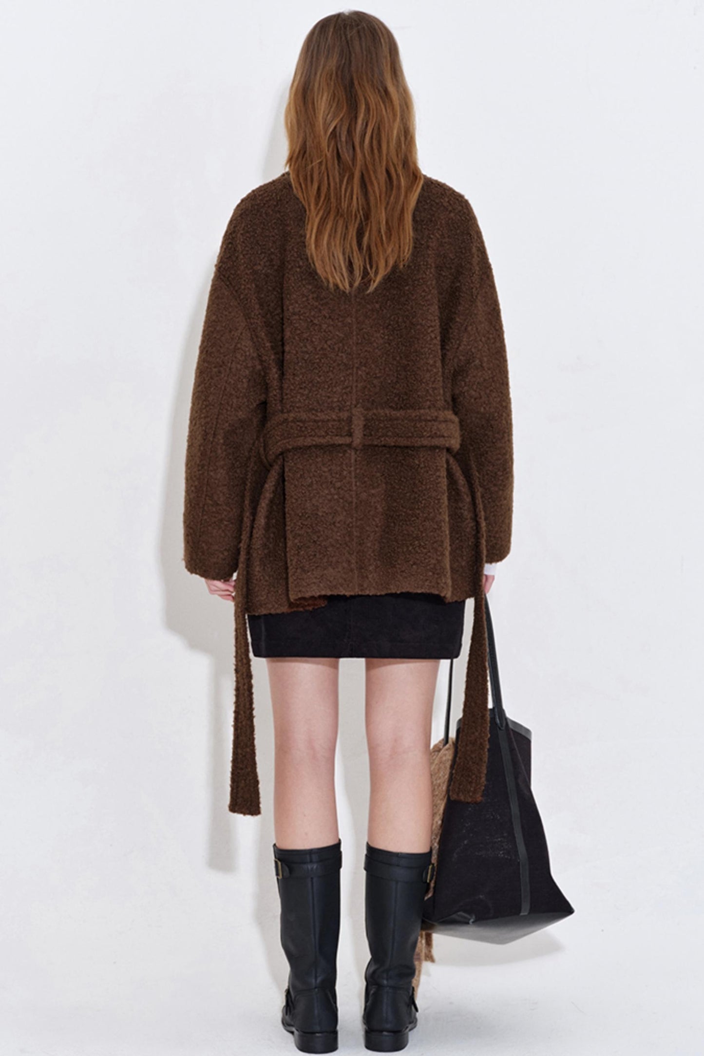 Wool Blend Leather Trim Coat