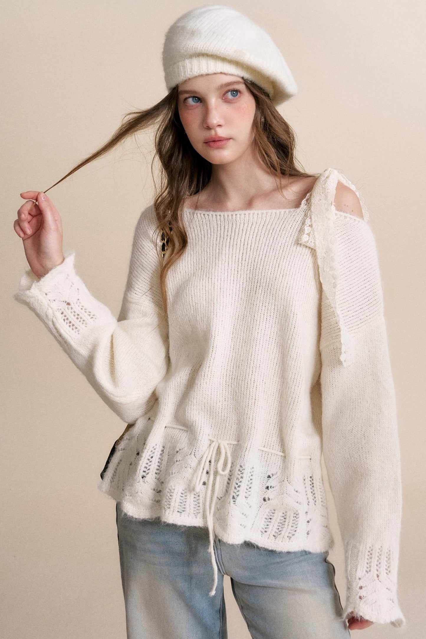 Romantic Lace Off-Shoulder Sweater