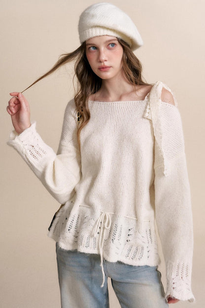 Romantic Lace Off-Shoulder Sweater
