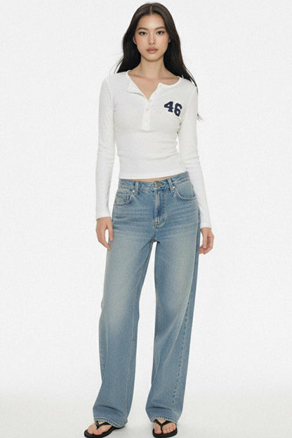 Retro Digital Print Button-Down Top