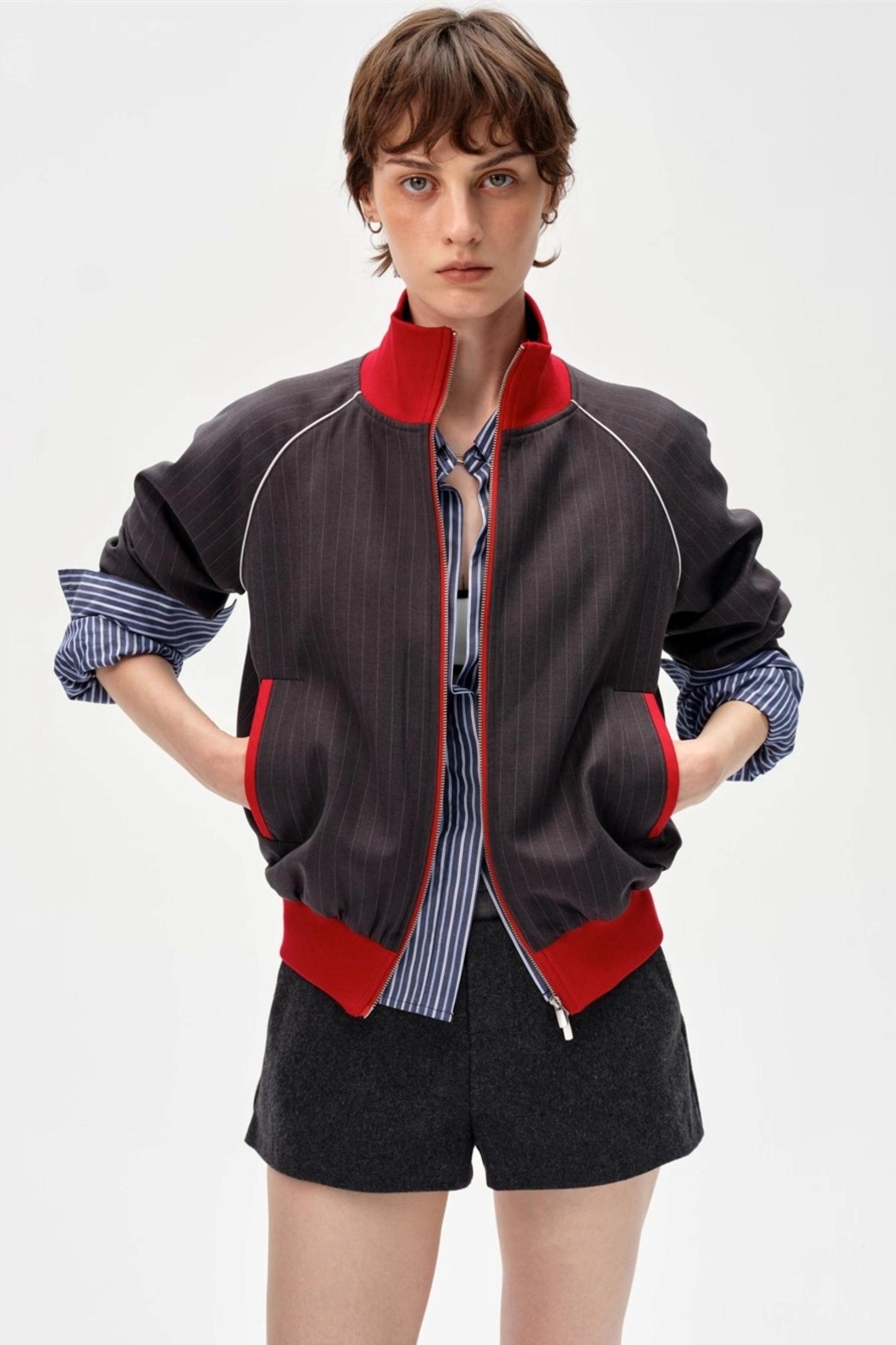 Retro Double Zipper Slim Jacket