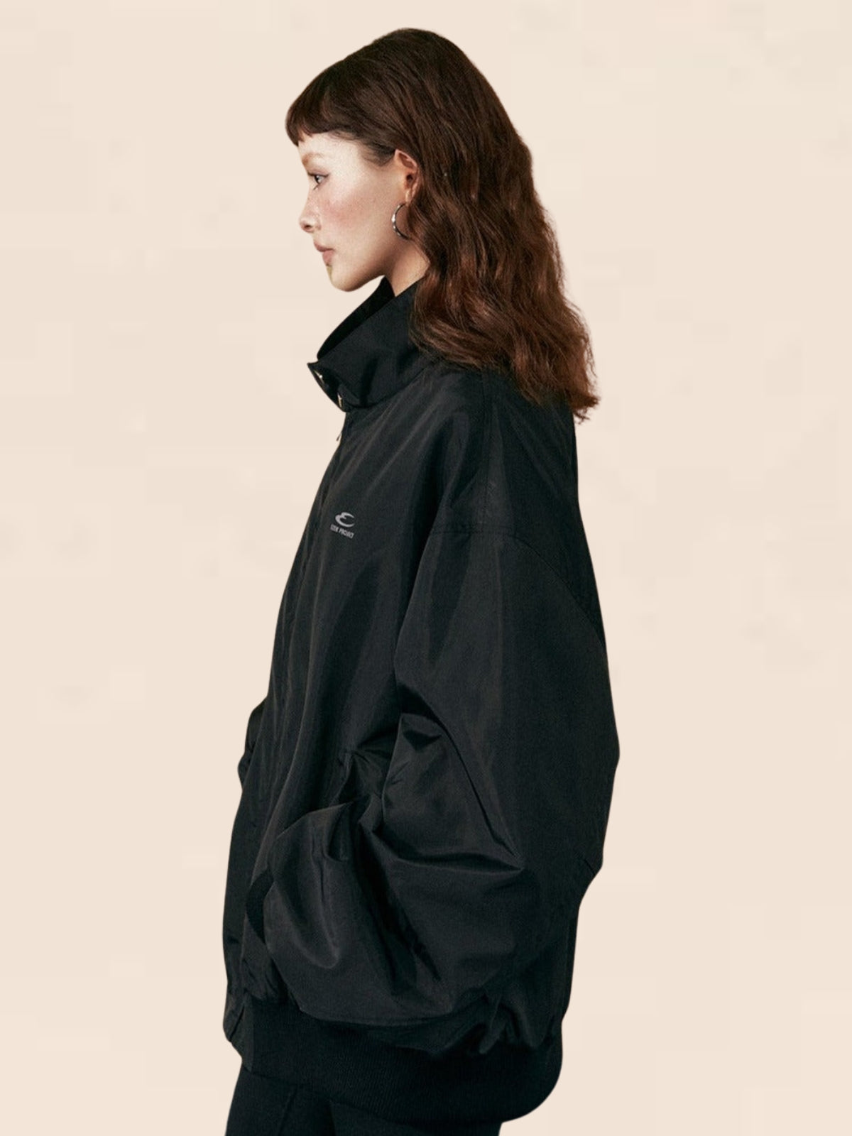 Long-sleeved black short jacket both sides