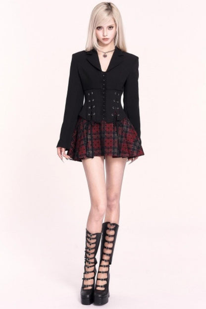 Slimming Black Lace-Up Blazer